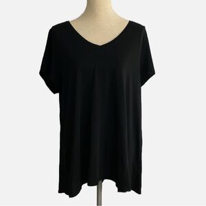 J. Jill Pure Jill Shirred-Back Elliptical Tee Shirt Top Pima Cotton Black Sz XL